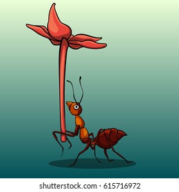 Ant with a flower