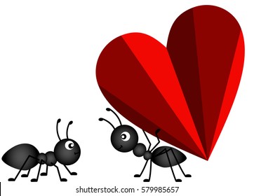 Ant gives a heart to a friend
