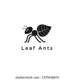 Ant with green leaf logo icon. Vector - Vecto