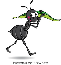 Ant with an green leave