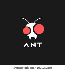 Ant head logo with big crazy eyes vector illustration  