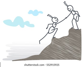 Ant helping a friend