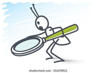 Ant holds a magnifying glass