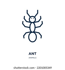 ant icon from animals collection. Thin linear ant, insect, pest outline icon isolated on white background. Line vector ant sign, symbol for web and mobile