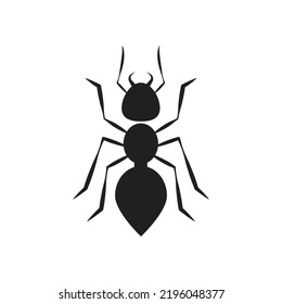 Ant Icon Design. Ameiseninsekt. Ant Silhouette Symbol. einzeln auf weißem Hintergrund.