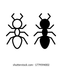 Ant Icon in flat style on white background. Insect Icon