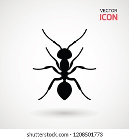 Ant icon, Flat symbol. Isolated sign ant on white background. Vector Illustration. Logo