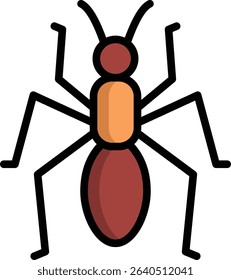 ant icon illustration design with filled outline, this is not made from any AI generation