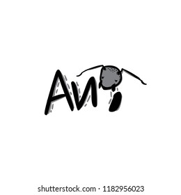 ant icon logo black and white side view 004