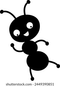 Ant icon sign. Black insect silhouette vector.