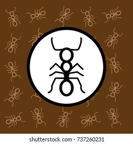 Ant icon sign and symbol on brown background vector illustration