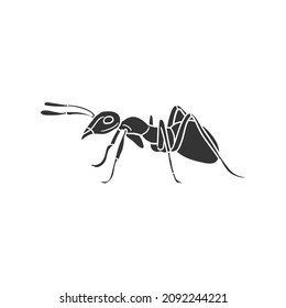 Ant Icon Silhouette Illustration. Insect Small Vector Graphic Pictogram Symbol Clip Art. Doodle Sketch Black Sign.