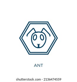 ant icon. Thin linear ant outline icon isolated on white background. Line vector ant sign, symbol for web and mobile