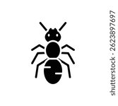 Ant Icon with Three Body Parts and Six Legs in Black Silhouette Style