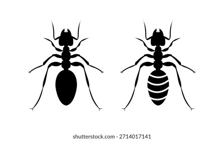 Ilustración vectorial de icono de hormiga. Diseño Clipart de las hormigas, silueta de la hormiga.