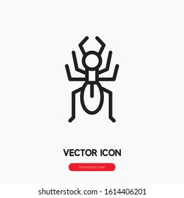 Ant icon vector. Ant symbol. Linear style sign for mobile concept and web design. Ant symbol illustration. Pixel vector graphics - Vector.