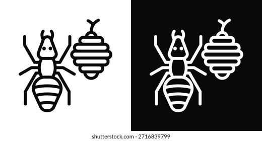 Icono de hormiga blanco y negro estilo de fondo