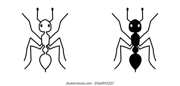 Ant icons in outline and fill. vector illustration for ui.