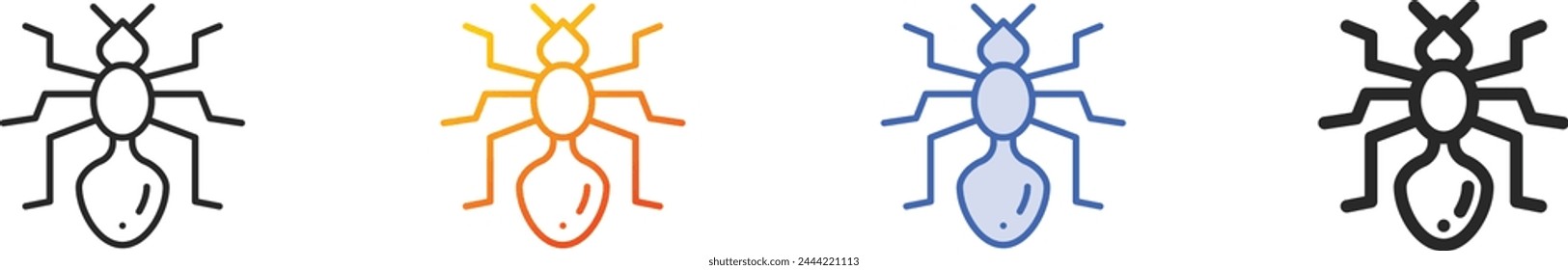 ant icon.Thin Linear, Gradient, Blue Stroke and bold Style Design Isolated On White Background