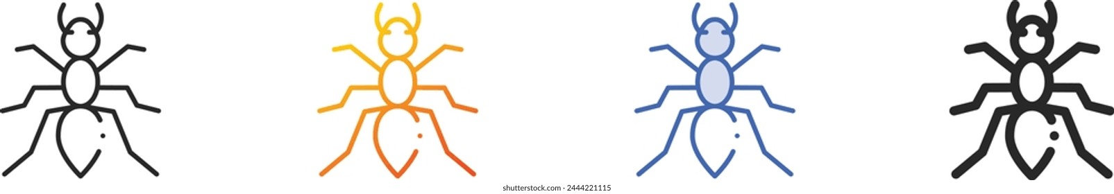 ant icon.Thin Linear, Gradient, Blue Stroke and bold Style Design Isolated On White Background