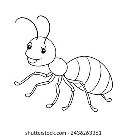 Ant illustration coloring page for kids