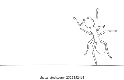 insecto de hormiga aislado en fondo blanco. Ilustración vectorial de hormiga continua de una línea. Esbozo, silueta de arte de línea