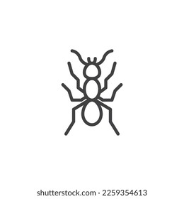 Icono de línea de insecto de hormiga. signo de estilo lineal para concepto móvil y diseño web. Icono vectorial de contorno animal de hormiga. Símbolo, ilustración del logotipo. Gráficos vectoriales