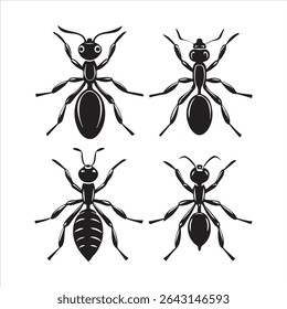 ant insect silhouette vector art illustration on a white background