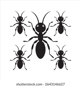 ant insect silhouette vector art illustration on a white background
