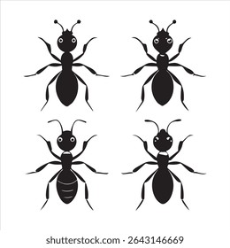 ant insect silhouette vector art illustration on a white background