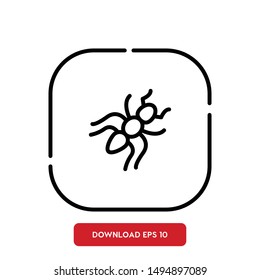 Ant, insects symbol outline vector icon. Editable Stroke