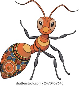 ant with intricate pattern.white background