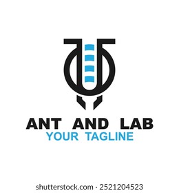 Diseño de Ilustración vectorial de símbolo de logotipo de hormiga y laboratorio
