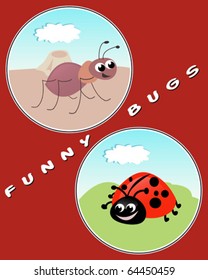 Ant and Ladybug - funny vector illustration
