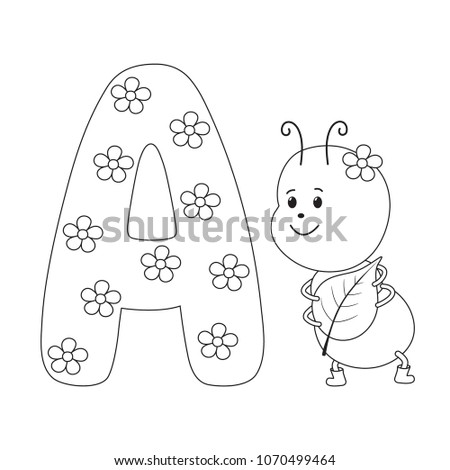 Ant Letter Kids Alphabet Hand Drawn Stock Vector (Royalty Free
