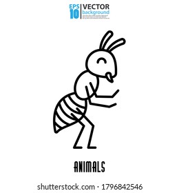 Ant line icon, outline vector sign. Animal concept. Eps 10 vector illustration.