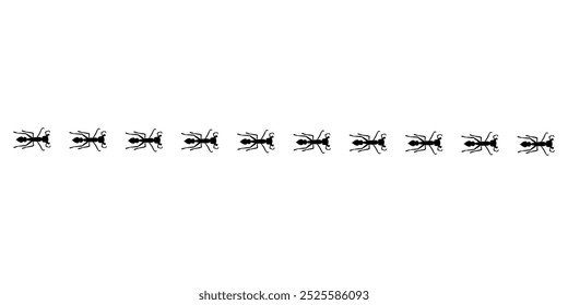 Ant line trail illustration. Insect path to the home. Stock vector illustration isolated on white background in flat simple style.