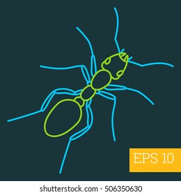 ant linear vector illustration. insect outline icon.