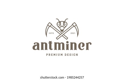 ant lines head miner logo symbol vector icon illustration graphic design