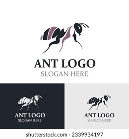 Ant logo design silhouette. Isolated animal ants on background design template vector