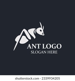 Ant logo design silhouette. Isolated animal ants on background design template vector