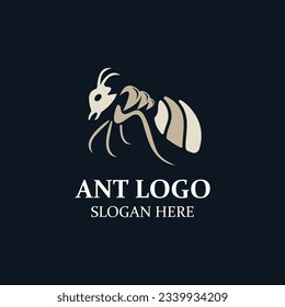 Ant logo design silhouette. Isolated animal ants on background design template vector
