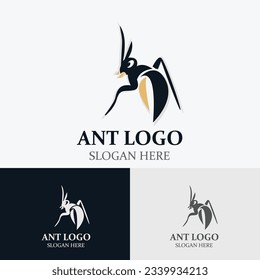 Silueta de diseño de logotipo de hormiga. Hormigas animales aisladas en vectores de plantilla de diseño de fondo