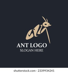 Ant logo design silhouette. Isolated animal ants on background design template vector