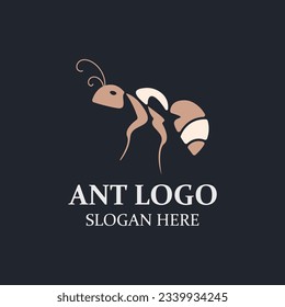 Ant logo design silhouette. Isolated animal ants on background design template vector