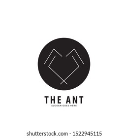 ant logo line art with circle black background