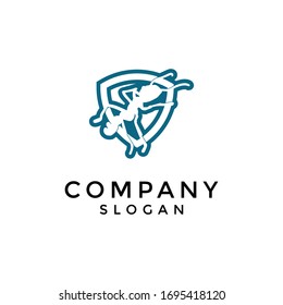 an ant logo with a protective shield from pests. editable and easy to custom