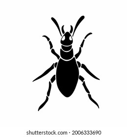 Ant Logo Symbol. Stencil Design. Tattoo Vector Illustration.