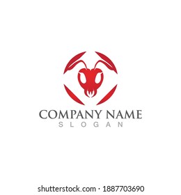 Diseño de ilustración vectorial de la plantilla de logotipo de hormiga