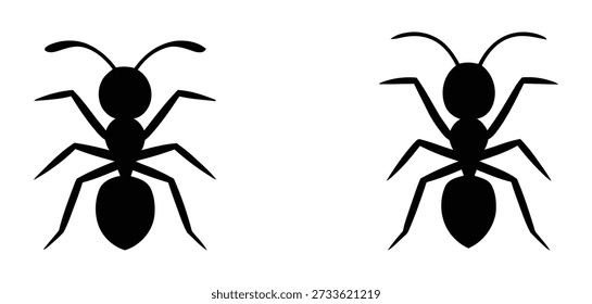 ilustração da silhueta do vetor do logotipo da formiga, ilustração vetorial do design do ícone do logotipo da formiga, vetor de uma silhueta preta da formiga, silhueta preta da formiga isolada no fundo branco.